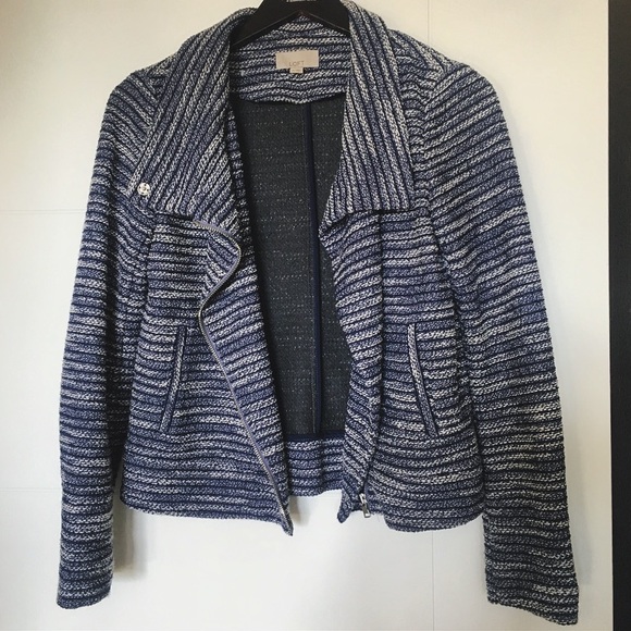 Like New Ann Taylor Loft Blue Moto Jacket - Picture 3 of 3